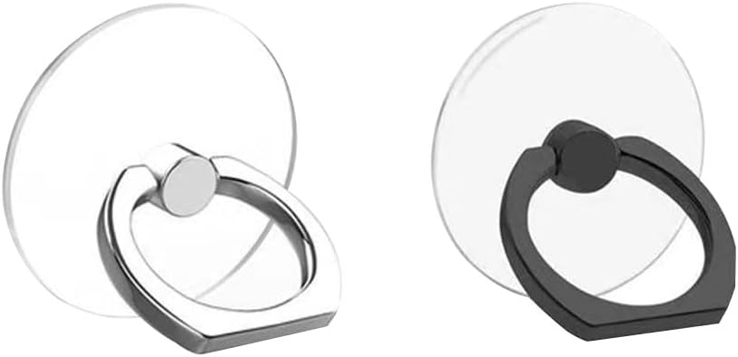 Transparent Cell Phone Ring Holder, 2Pcs Clear Phone Ring Stand, Clear Cell Phone Ring Grip Kickstand, Universal Ring Buckle Grip Stand, Round, for Various Mobile Phones