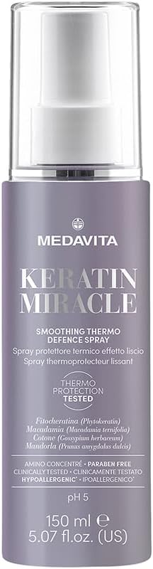 Medavita | Keratin Miracle Smoothing Thermo Defence Spray, 150ml, Thermo-Protecting Spray with Keratin, for Smooth Hair, Glossy and Protected