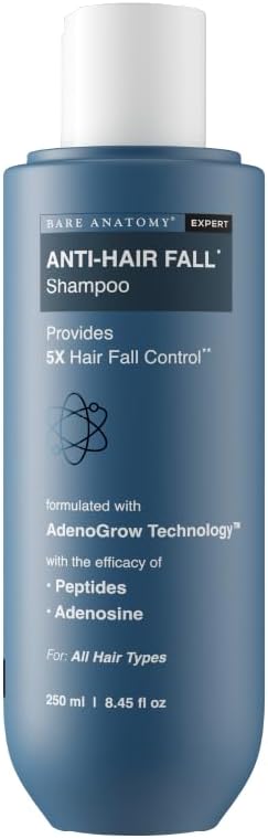 Bare Anatomy Anti-Hair Fall Shampoo | Provides 5X Hair Fall Control Suitable for All Hair Types | Enriched with Adenosine and Peptides | 250 ml
