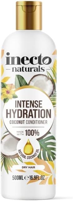 INECTO Natural Coconut Conditioner 500ml, Super-Creamy Infused with Pure Organic Coconut Oil, Silky Smooth Relief, Hydrated Hair