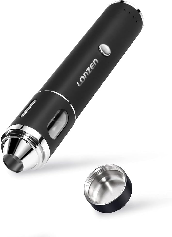 Rechargeable Electric Dry Herb Grinder - LONZEN Portable Automatic Spice Grinder. Crush the Toughest Spice with Heavy Duty Stainless Steel Blades, Clear Glass Dispenser Window