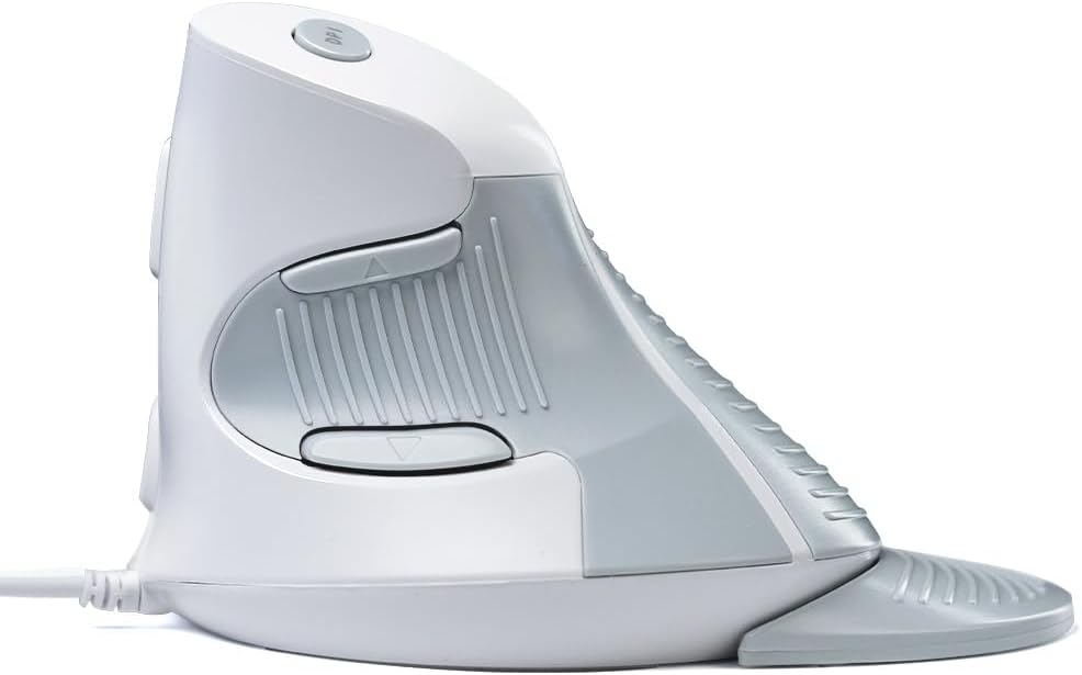 DELUX Wired Ergonomic Vertical Mouse, Vertical Mouse for Medium Hands, Removable Wrist Rest, Silent Click Ergo Mouse, Up to 4200 DPI, 6 Programmable Buttons, Compatible with Laptop/PC (M618XU-White)