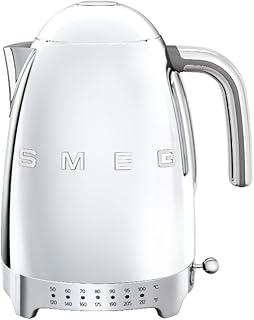 Smeg 50's Retro 7 Cup Stainless Steel Variable Temperature Electric Kettle with 7 Temperature Settings, Led Display, Swivel Base and Keep Warm Function Stainless Steel, KLF04SSUS