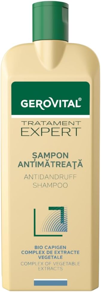 Gerovital Anti-Dandruff Shampoo - Sebum-Regulating & Moisturizing Formula with Natural Extracts | For Sensitive Scalp & Clean Hair, Gerovital Tratament Expert 400 ml