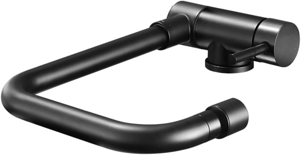 Folding 360 Degree Rotation Single Handle Basin Sink Faucet Mixer Tap for Kitchen Bathroom Home Caravan Yacht Boat Camping RV, Matte Black