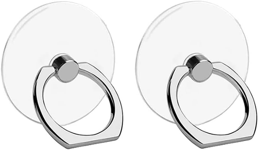 VOVIGGOL Transparent Phone Ring Holder Stand 2Pcs, 360° Rotation Cell Phone Ring Holder Mobile Finger Kickstand Hand Phone Grip for iPhone, Clear Smartphone Ring for Phone Case (Round)