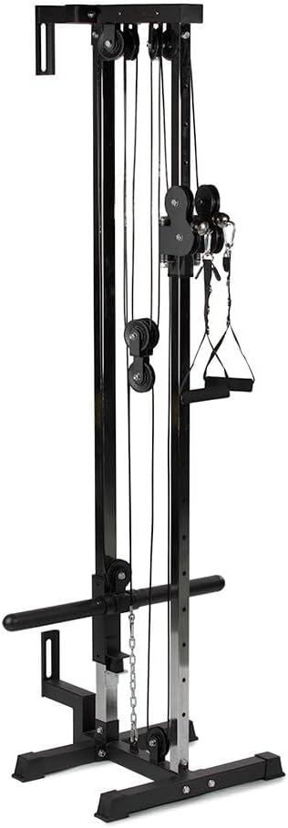 Titan Fitness Tall Wall Mounted Pulley Tower, 84.5" Plate Loaded Cable Machine, Rated 350 LB, Universal Standard & Olympic Plate Compatibility, 18 Height Settings, Space-Saving Functional Trainer