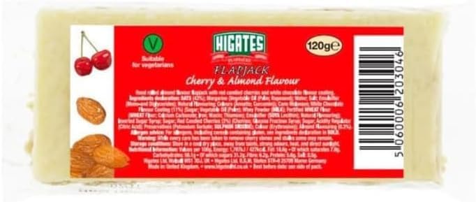 Higates Flapjacks Cherry And Almond Flavour 30 x 120g Delicious Tasty And Twisty Treat,For Christmas,Birthday,Easter Gift