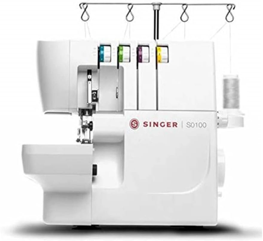 SINGER S0100 Metal Frame Serger with Accessory Kit | Overlock Machine with 6 Built-in Stitches, 2-3-4 Thread Capability, Adjustable Tension & Stitch Length, 1300 Stiches per Minute & Differential Feed