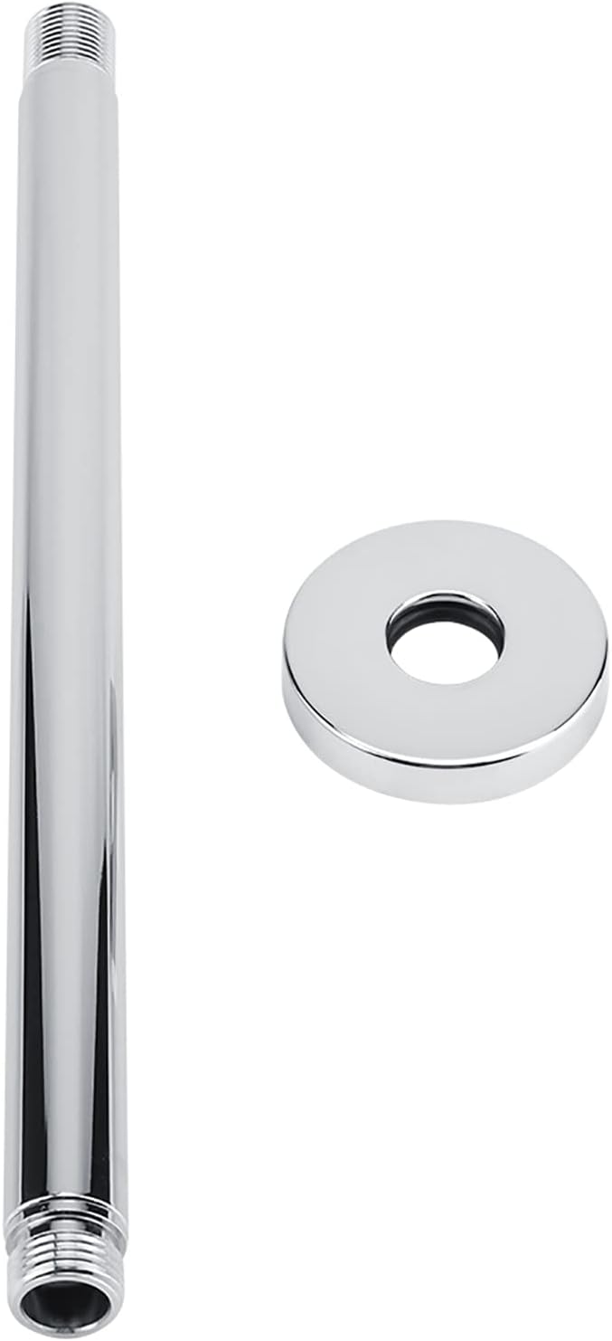 Hyuduo Shower Arms, Ceiling Mount Shower Head Extender, G 1/2 Stainless Steel Top Shower Arm Pipe Extension (Chrome Finish)(30Cm/12In),Shower Arm