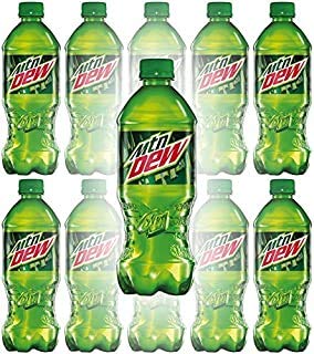 Mountain Dew (MTN) 20 oz Soda Bottles (Pack of 10, Total of 200 FL OZ)