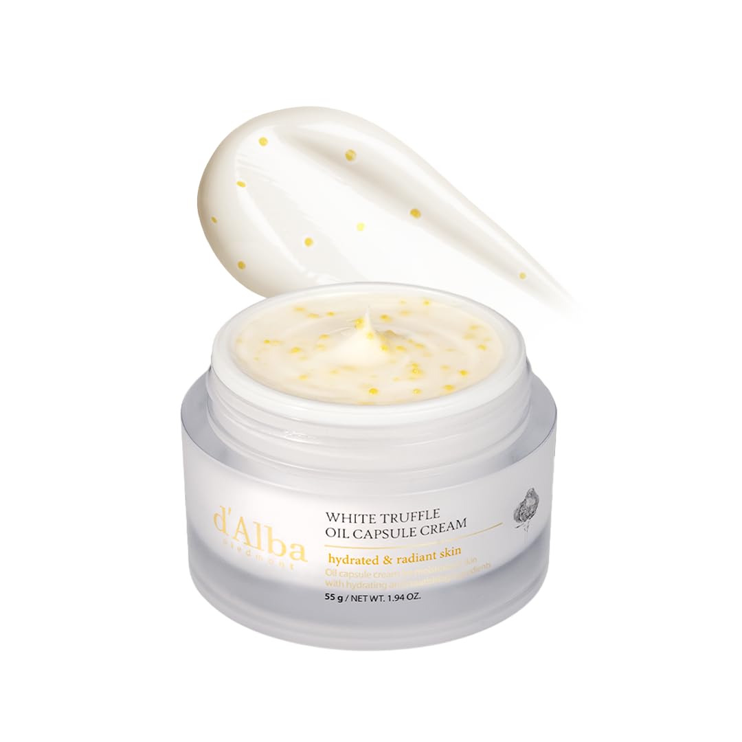 d'alba Piedmont Italian White Truffle Oil Capsule Cream, Glass Skin with Vita-Cera Oil Capsules, Deep Hydration Face Moisturizer, Korean Skin Care (1.94 oz.)