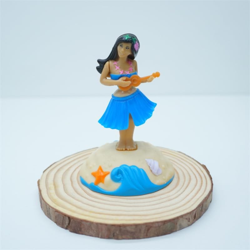 Blue Solar Powered Dancing Figures Decoration -Hawaii Shaking Head Ornaments Hula Girl -Car Dashboard Interior Decoration Desktop Ornaments,Solar Power Kits Statues, Bobbleheads and Busts