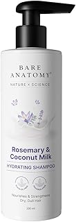 Bare Anatomy Nature x Science Rosemary & Coconut Milk Hydrating Shampoo | Rosemary shampoo for frizzy, dull & dry hair | SLS & Paraben Free | Mild Shampoo for daily use | Shampoo for Women & Men 200mL