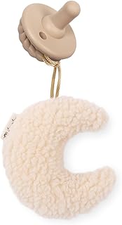 Itzy Ritzy Pacifier and Lovey Set; Detachable Plush Moon and Coordinating Toast Silicone Pacifier; Ideal for Ages 0 Months and Up, Moon
