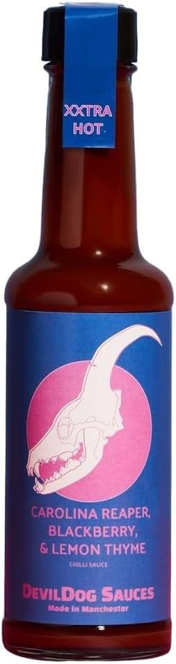 DevilDog Sauces Carolina Reaper, Blackberry & Lemon Thyme XXTRA Hot Chilli Sauce 150ml, Vegan Friendly, Gluten Free, All Natural Ingredients