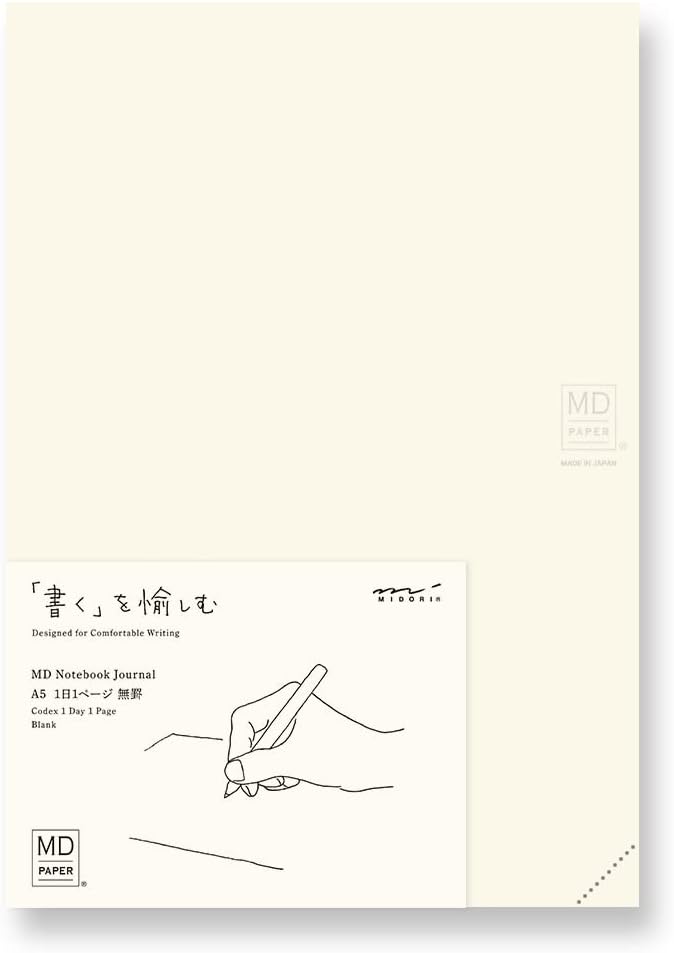 DESIGNPHIL Midori 15312006 Notebook, MD Notebook, Journal, A5, 1 Page Per Day, Unruled, A