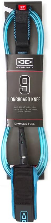 Ocean and Earth Longboard Knee Regular Moulded Surf Leash 9 feet Blue