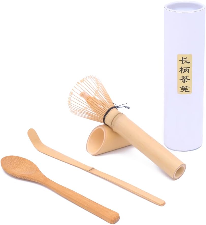 Joyscale Bamboo Matcha Whisk Set, Long Handled Chasen, Scoop(Chashaku), Tea Spoon, Bamboo Whisk for Matcha Tea, Matcha Chasen For Tea Lover Gifts