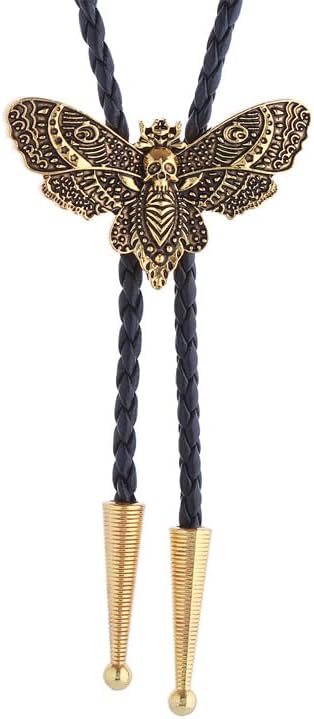 Western Cowboy Bolo tie for Men Women Gold Silver Death Skull Moth Cross Bolo Tie Christmas Deer Rooster Wolf Necktie Gift