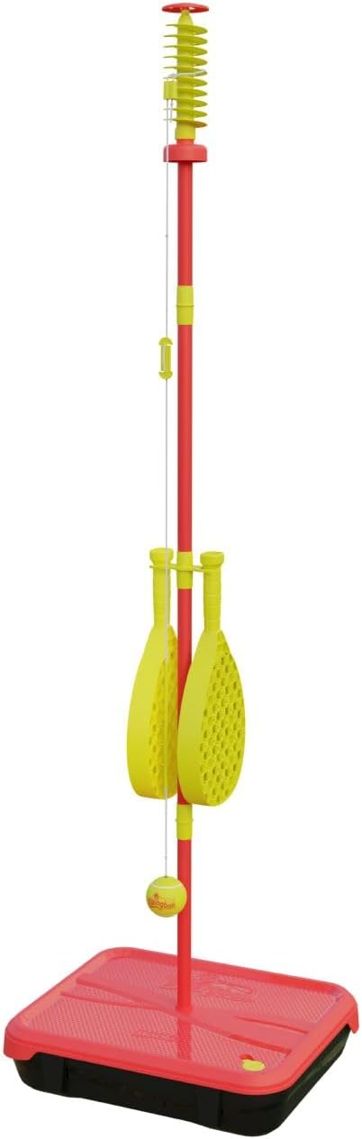 Classic All Surface Swingball Set, Real Tennis Ball, Championship Bats, All Surface Base with Integrated Carry Case for Transportation, For ages 6+ to Adult, Classic Outdoor Games, Red and Yellow