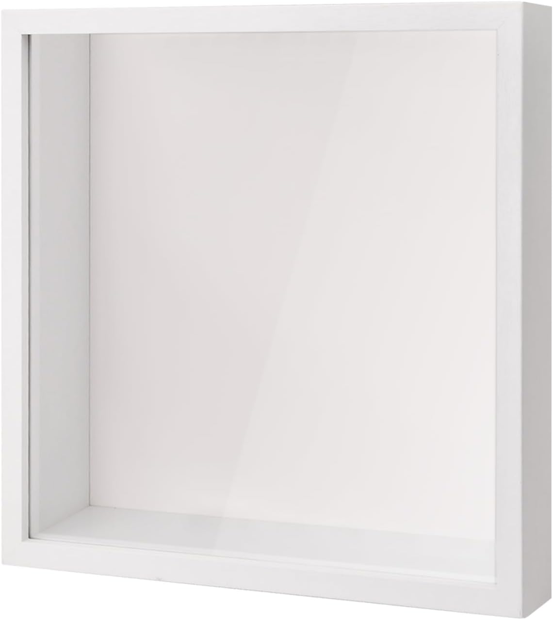 3D Shadow Box, Deep Picture Frame Display Box for Wall and Tabletop, Wooden Deep Box Frame for Medal Flower Memorabilia Tickets Crafts (White 27x27cm)