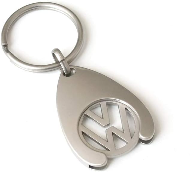 Volkswagen 000087055VAHW Keyring, Shopping Trolley Token, Keyring Pendant, Coin Chip, Silver