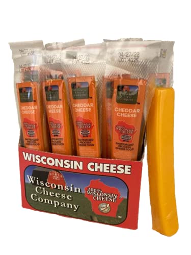 Wisconsin Cheese Company - 100% Wisconsin Cheddar Cheese Sticks, 1 oz. (24 Pack) Single Serve Snack Cheese Sticks | Low Carb & Keto-Friendly | Great for Travel, Hiking, Biking & Lunch Boxes