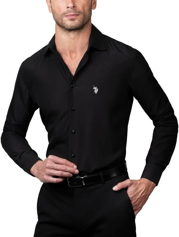U.S. Polo Assn. Slim Fit Long Sleeve Button Down Dress Shirts for Men Wrinkle Free Long Sleeve Shirt Mens Formal Stretch