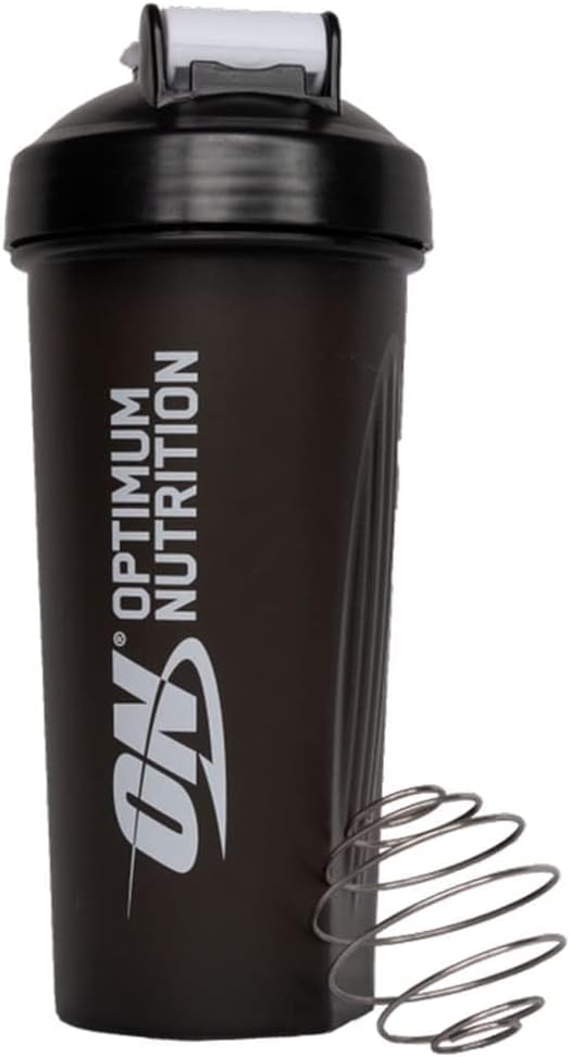 Optimum Nutrition ON Shaker with Stainless Steel Mixing Ball, BPA- and DEHP-free, Dishwasher Safe, Black, 600 ml