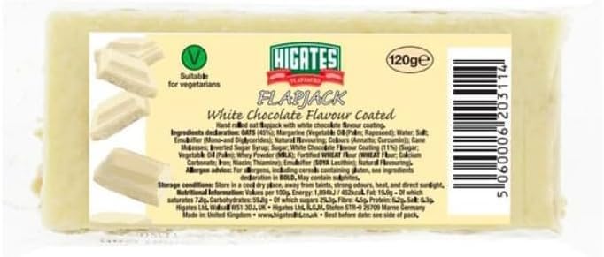 Higates Flapjacks White chocolate flavour coated 120g Delicious Tasty And Twisty Treat,For Christmas,Birthday,Easter Gift (30)