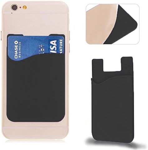 Unisex Silicone Adhesive Phone Wallet, Flexible Stick-On ID Credit Card Holder Pocket Pouch with Strong Adhesive for Smartphones - Durable, Compact, Lightweight (Black)