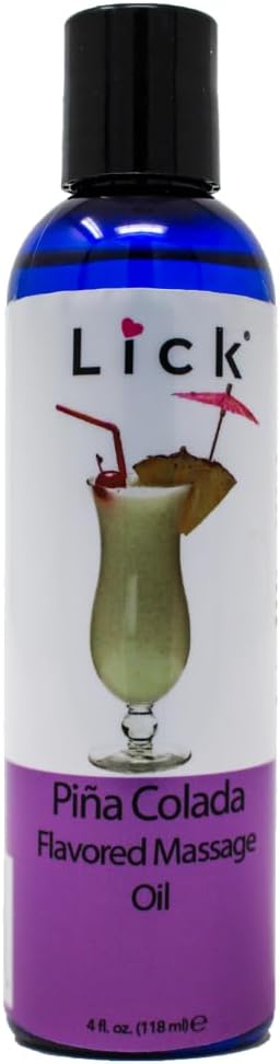 Lick Pina Colada Escape Edible Massage Oil – Tropical, Body Safe, Non-Greasy, Couples, 4 oz
