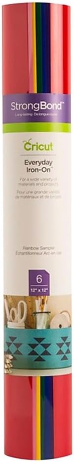 Cricut Everyday Iron On - 12” x 12" 6 Sheets - HTV Vinyl for T-Shirts - Use with Cricut Explore Air 2/Maker - Rainbow Bundle