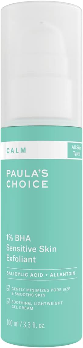 Paula's Choice CALM 1% BHA Sensitive Skin Exfoliant - Gentle Face Exfoliant - Unclogs & Refines Pores - Soothes & Calms Redness - with Salicylic Acid - All Skin Types - 100 ml