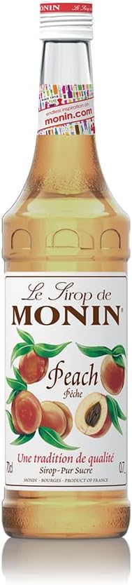 MONIN Premium Peach Syrup 700ml for Cocktails and Mocktails. Vegan-Friendly, Allergen-Free, 100% Natural Flavours and Colourings