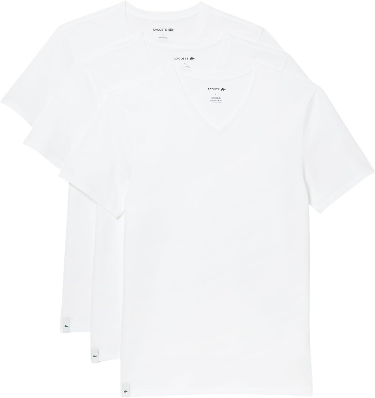 Lacoste Men's 100% Cotton Slim Fit V-neck Undershirt, 3-pack