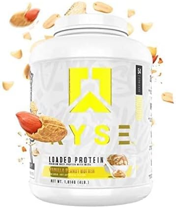 Ryse Loaded Protein Vanilla Peanut Butter | 24-25g Premium Whey Protein | MCT Healthy Fats | 54 Serving | Organic Prebiotic Fiber | Low Carbs and Low Sugar | Easy Mixing & Amazing Taste