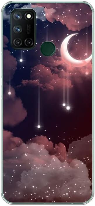 KARTXITAI Case compatible with realme 7i/REALME C17,Shockproof Slim Thin Silicone Protective Anti-Fingerprint Anti-Scratch Anti-Fall phone cover - Stars moon clouds sky