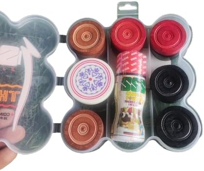 Carrom Board Wooden Coins | Set of 20 Coins 1 Striker 1 Powder 20 Grams Professional Carrom Board Game | Premium Veneer Wood Coins Set Combo - Tounament Grade |