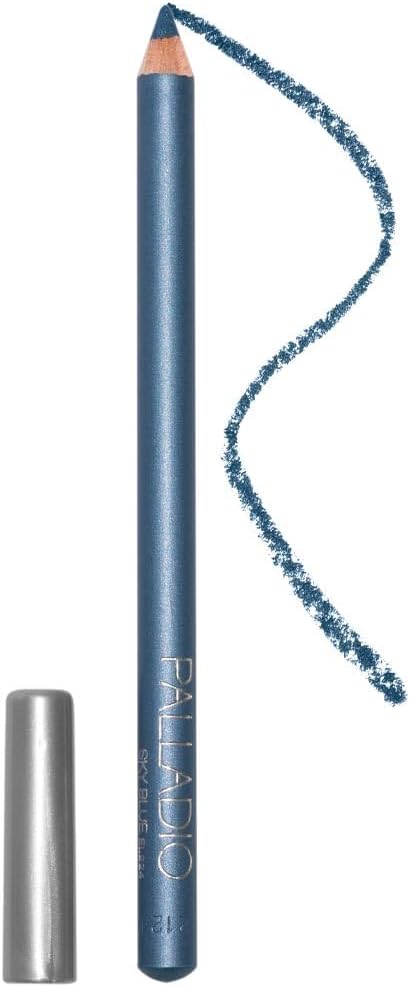 Palladio Wooden Eyeliner Pencil, Thin Pencil Shape, Easy Application, Firm yet Smooth Formula, Perfectly Outlined Eyes, Contour and Line, Long Lasting, Rich Pigment, Sky Blue