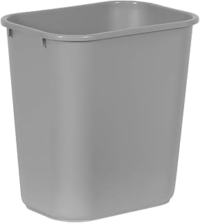 Rubbermaid Commercial 295600GY Deskside Plastic Wastebasket Rectangular 7 gal Gray