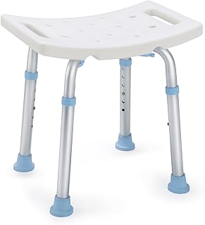 OasisSpace Shower Chair, Adjustable Bath Stool Chair for Inside Shower - Tool Free Anti-Slip Bench Bathtub Stool Seat with Durable Aluminum Legs for Elderly, Senior, Handicap & Disabled