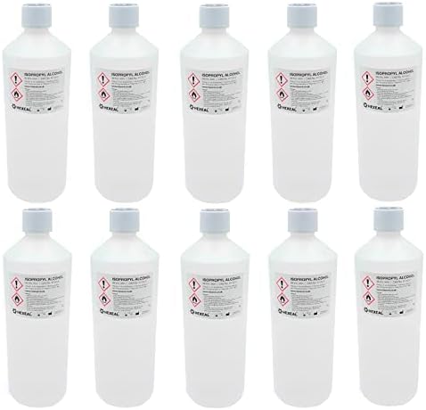 Hexeal Isopropyl Alcohol 10L – 10 x 1L Bottles of 99.9% IPA Disinfectant & Sanitiser – Removes Grime on Phones & Electronics – Degreaser, Cleaning Fluid & Solvent for Paint Thinning