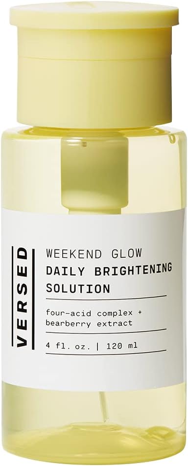 Versed Skin Weekend Glow Daily Brightening Facial Toner - Exfoliating Treatment with Azelaic Acid and AHAs - Helps Even Skin Tone and Fade Dark Spots - Vegan (4 fl oz)