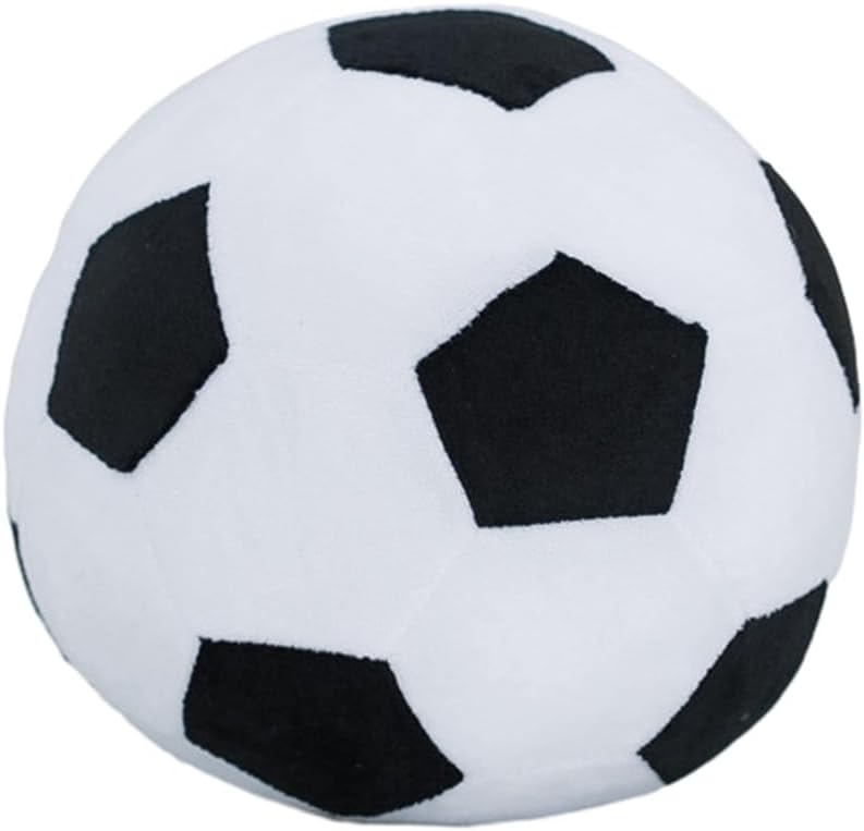 Plush Football Throw Pillow, Round Cotton Stuffed Soccer Pillow, Vivid Soccer Back Cushions Doll For Home Office Sofa Decoration, Kids Gifts Black And White 23 Cm