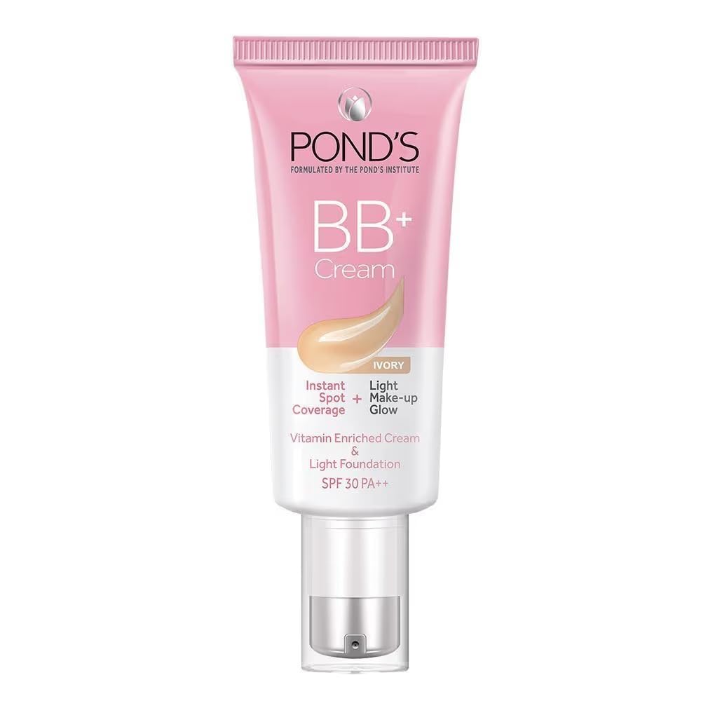 POND-S BB+ Cream, Lightweight Natural Foundation, Ivory, All Skin Types 30g (Pack of 2)