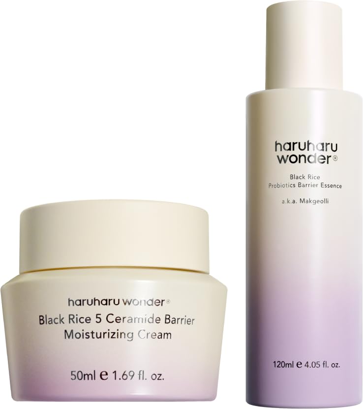 HARUHARU wonder Black Rice 5 Ceramide Barrier Moisturizing Cream & Black Rice Probiotics Barrier Essence Set