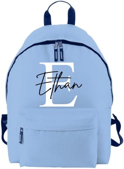D&T Personalised Kids Backpack for Girls and Boys: WaterProof Back to School, Customised with Monogrammed Initials & Names. A Unique Rucksack Ideal for School Children