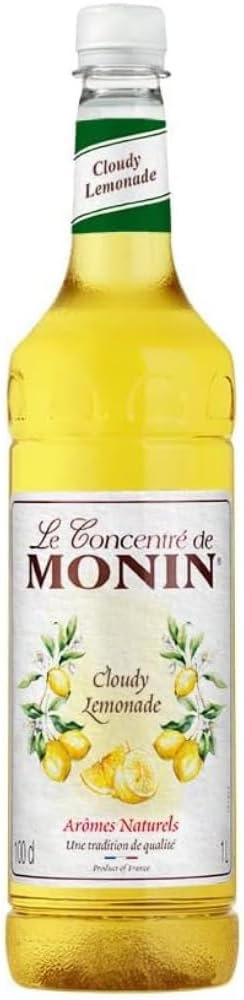 MONIN Premium Cloudy Lemonade Concentrate 1L for Hand Crafted Lemonades, Cocktails and Mocktails. Vegan-Friendly, Allergen-Free, 100% Natural Flavours and Colourings